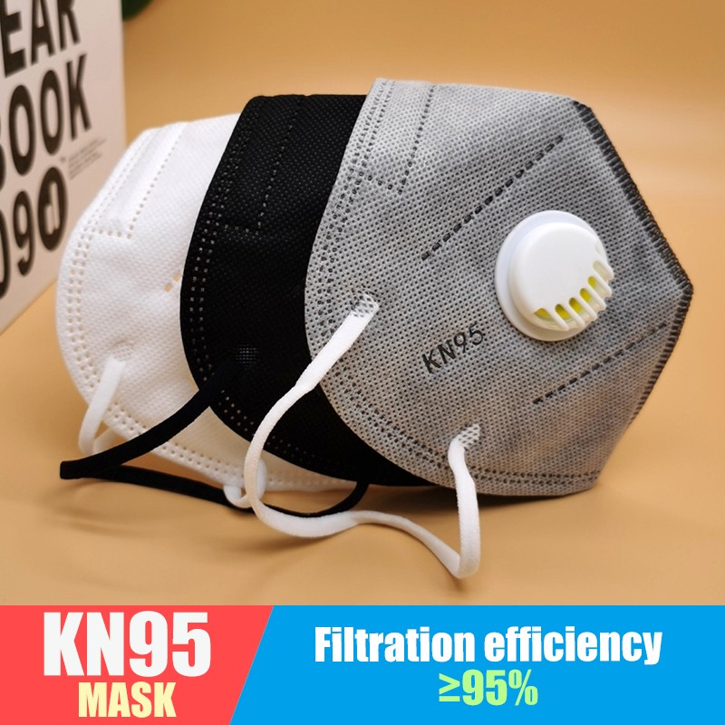 التسليم السريع KN95 قناع التنفس صمام واقية الغبار قابلة لإعادة الاستخدام التنفس الشهر KN95 تصفية أقنعة رمادي kn95masks