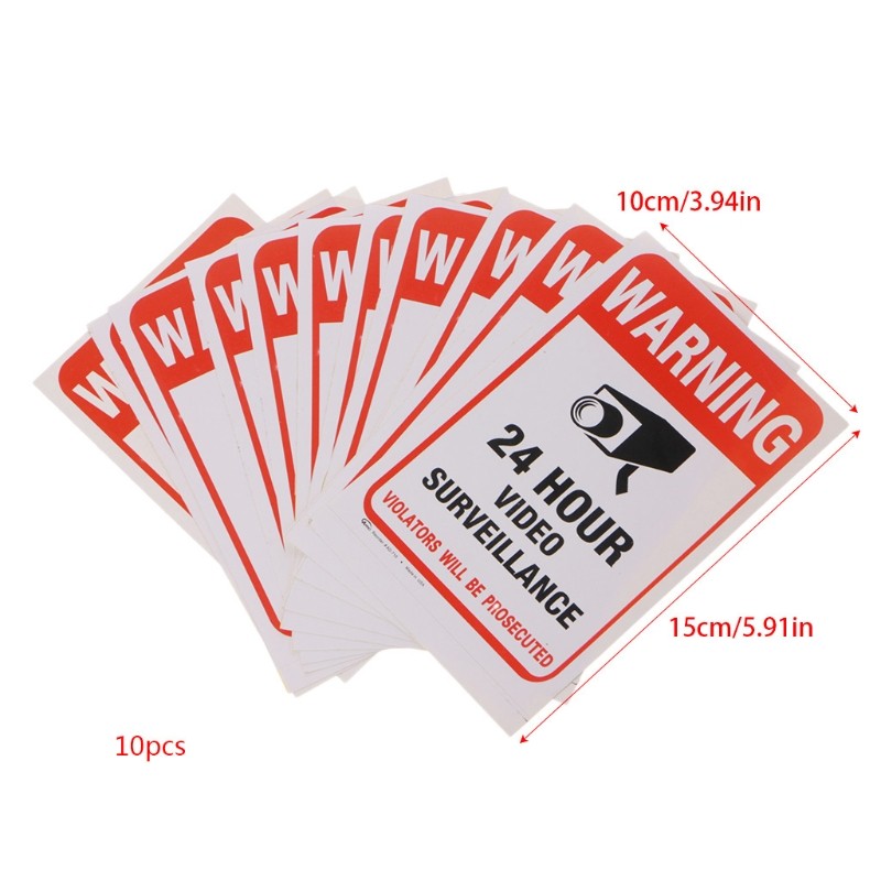 10pcs/lot Waterproof PVC CCTV Video Surveillance Security Sticker Warning Signs Dropshipping