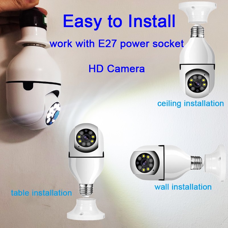 1080P Wireless 360 Rotate Auto Tracking Panoramic Camera Light Bulb WiFi PTZ IP Camera Remote Security E27 Cam