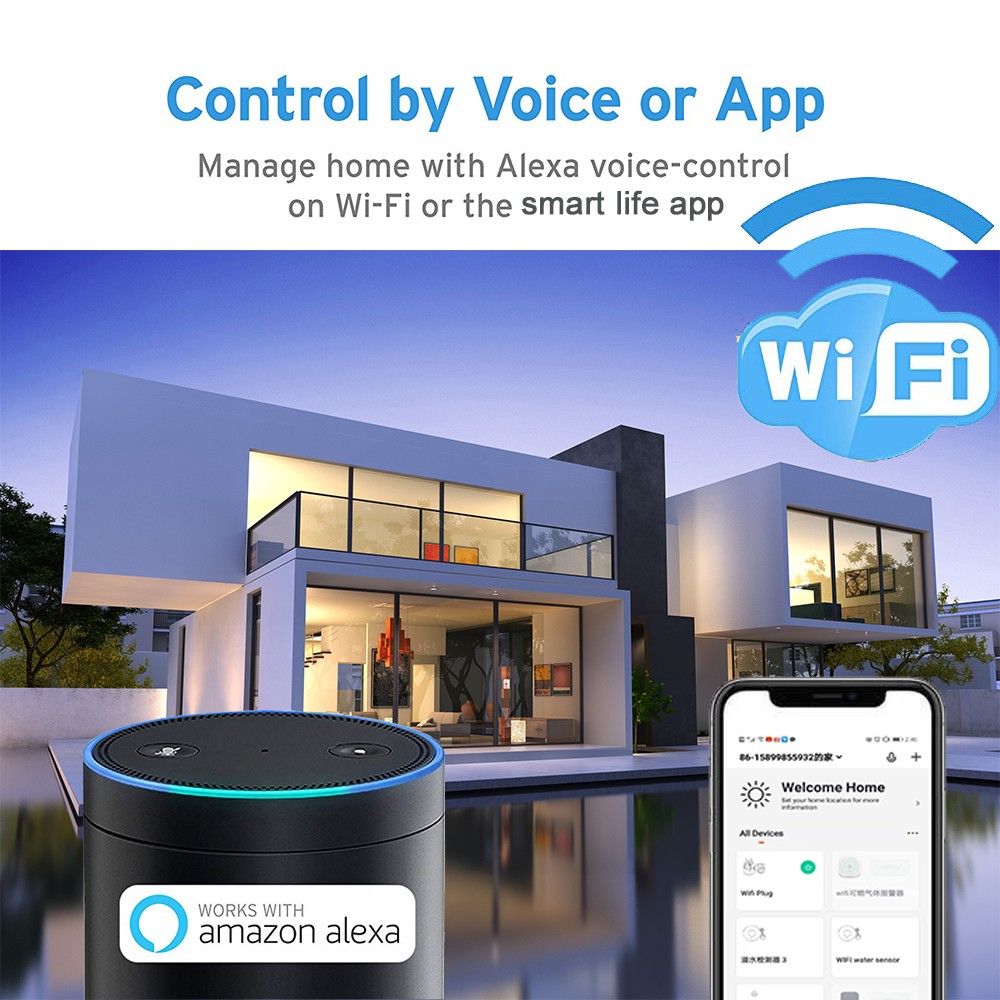 2022 Haozee 3 in 1 WiFi Siren Connectivity with Temperature Humidity Sensor Tuya Smart Life Alexa Google Home