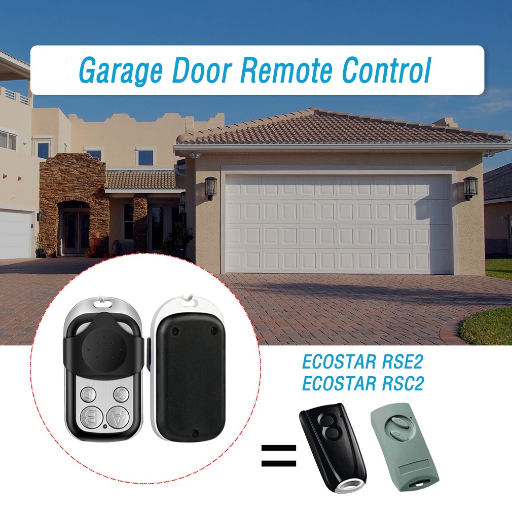 Compatible ECOSTAR RSC2 RSE2 433Mhz Remote Control Rolling Code With Keychain Battery For Garage Gate Door