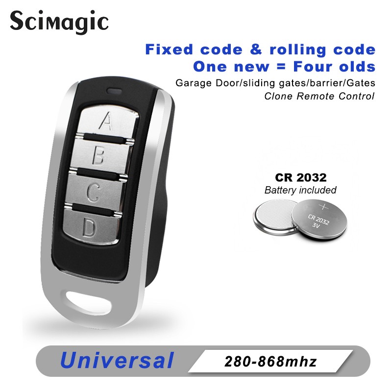 2pcs Remote Control Duplicate Garage Door 433mhz 868MHz 4 Channel Command Handzender Garage Door Opener Gate Key Fob