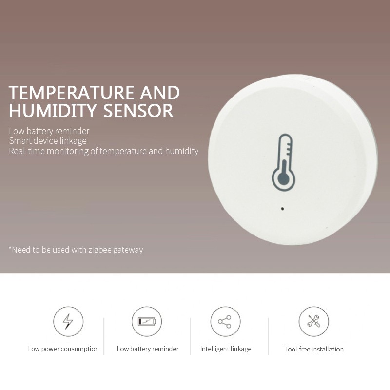 ZigBee Smart Temperature Humidity Sensor Battery Powered Tuya/Smartlife APP Remote Control Works with Alexa Google Assistant