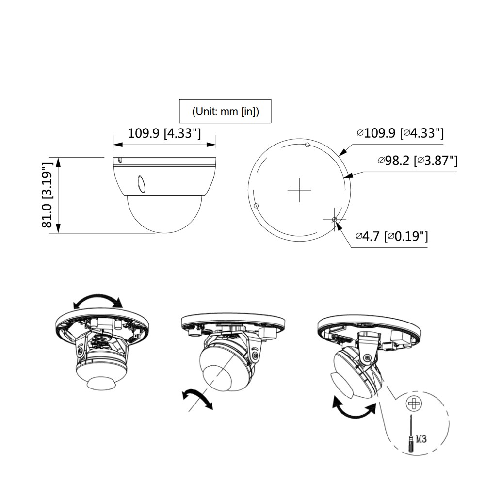 Original Dahua IPC-HDBW2431E-S 4MP HD POE SD Card Slot H.265 IP67 IK10 30M IR Starlight IVS WDR Upgradable Mini Dome IP Camera