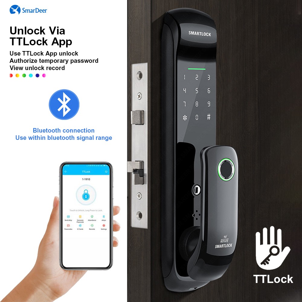 Smart Smart Lock With Wifi Fingerprint Lock Support Fingerprint/Password/RFID Card/Key/TTlock Bluetooth/Tuya Wifi Unlock