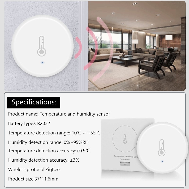 Tuya Smart Home Temperature Humidity Sensor Zigbee Indoor Real-time Monitor Thermometer Detector Smart Life Control For Alexa