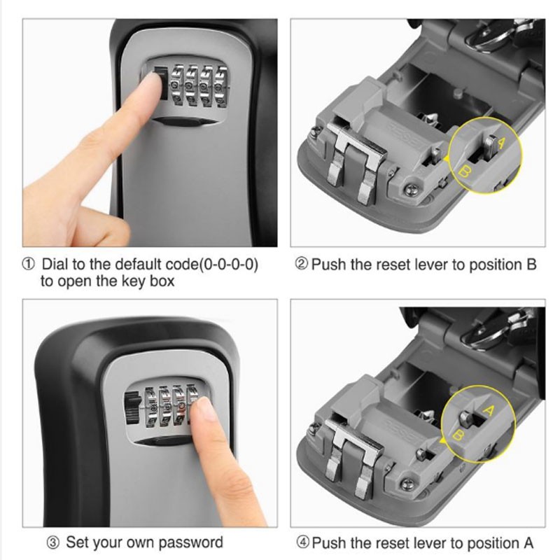 2022 Key Lock Wall Mounted Safe Key Weatherproof No. 4 Combination Key Box Locks For Indoor And Outdoor Use