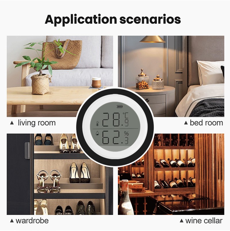 Tuya Smart life Zigbee-Temperature and Humidity Sensor, Indoor Thermometer with LCD Display