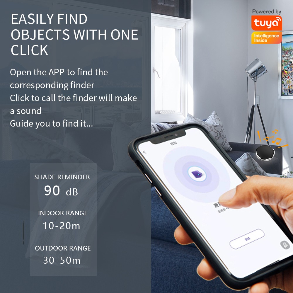 Tuya بطاقة ذكية لتحديد المواقع المقتفي بلوتوث لمكافحة خسر مفاتيح التنبيه محفظة جهاز تنبيه صغير جهاز 2-way البحث المقتفي موقع العنصر مكتشف