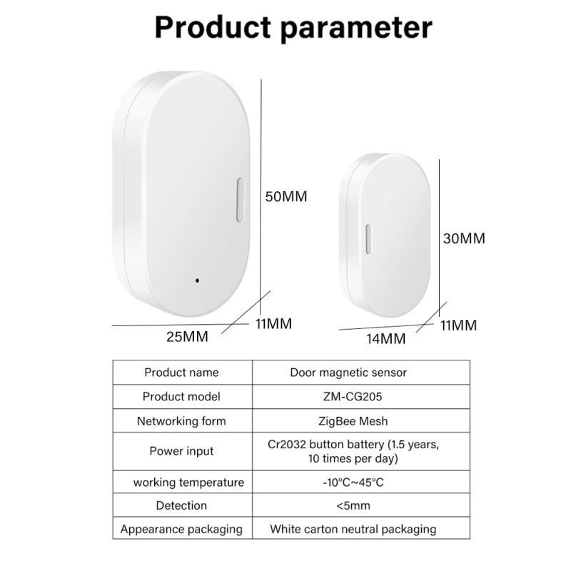 Tuya ZigBee Door Sensor Smart Home Open/Colsed Door Window Detectors 360° Security Alert System Support Google Home Alexa