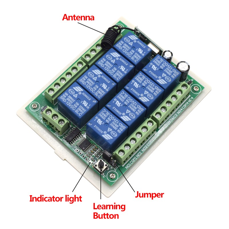 433MHz DC 24V 8 Channel Relay Module Wireless RF Remote Control Switch Transmitter + Receiver