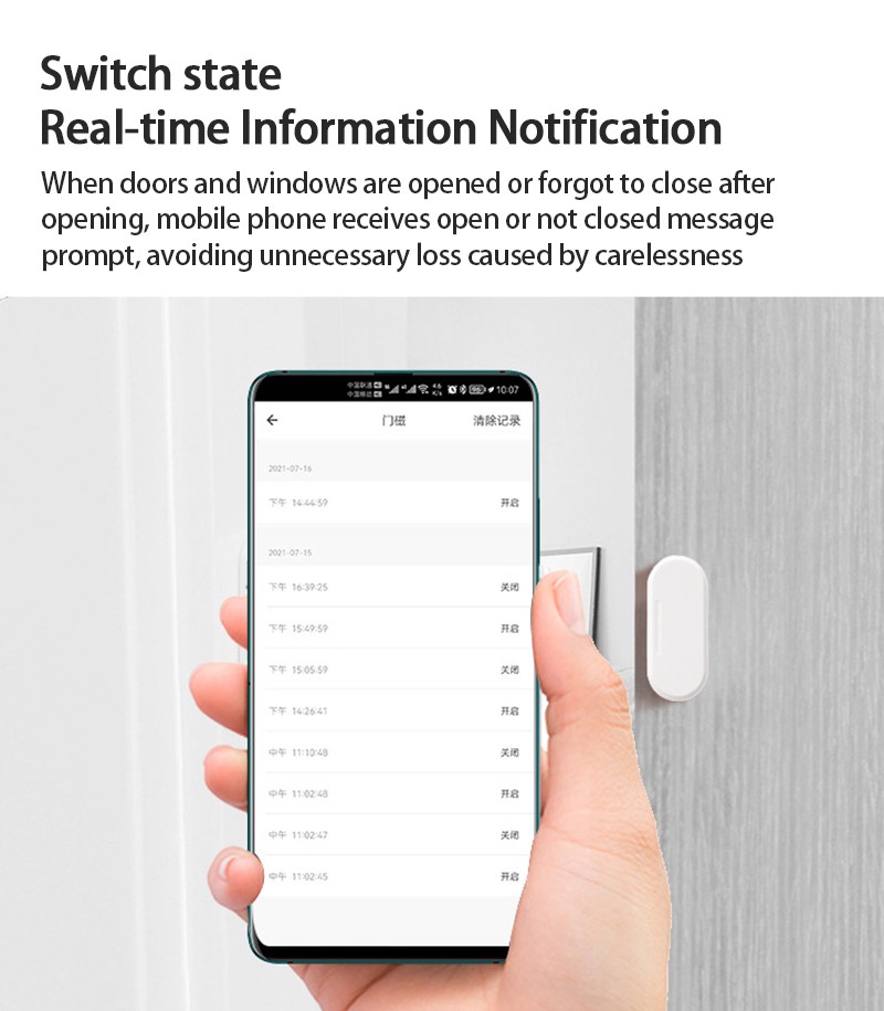 Tuya ZigBee Smart Door Sensor Door Door/Closed Detectors APP Alert Alarm/Sound Security Alarm Lighting Alarm Sensor