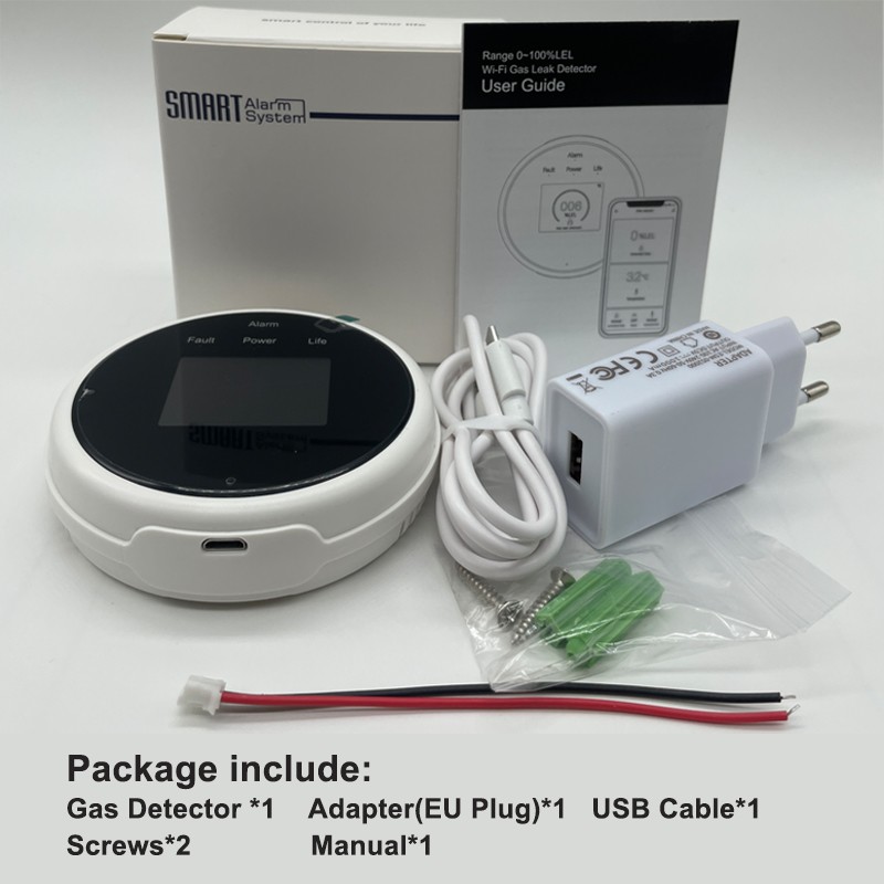 Tuya WIFI Gas Leak Detection Sensor for LPG CH4 Fire Heat Alarm Temperature Monitoring Kitchen Security Protection APP Control Alert