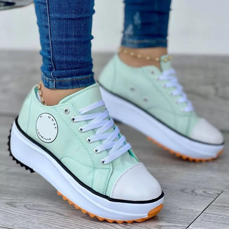 2022 Spring Low-top Sneaker Women Shoes Thick-soled Candy Color Flats Canvas Shoes Female Lady Platform Sneakers Dropshipping