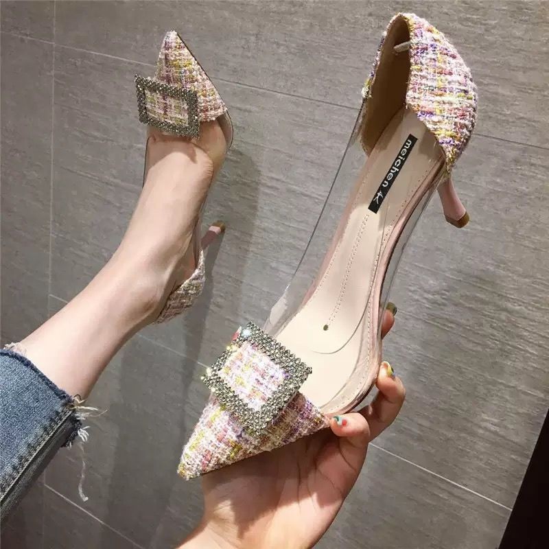 Luxury Women Pumps 2022 Transparent High Heels Sexy Pointed Toe Slip On Party Wedding Brand Elegant Shoes For Lady Size 34-43