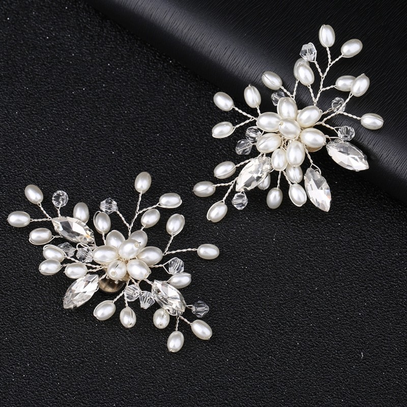 2pcs/pair Elegant Fashion Rhinestone Pearl Shoes Clips Female Flower Dress Hat Wedding Party High Heels Charm Ornaments