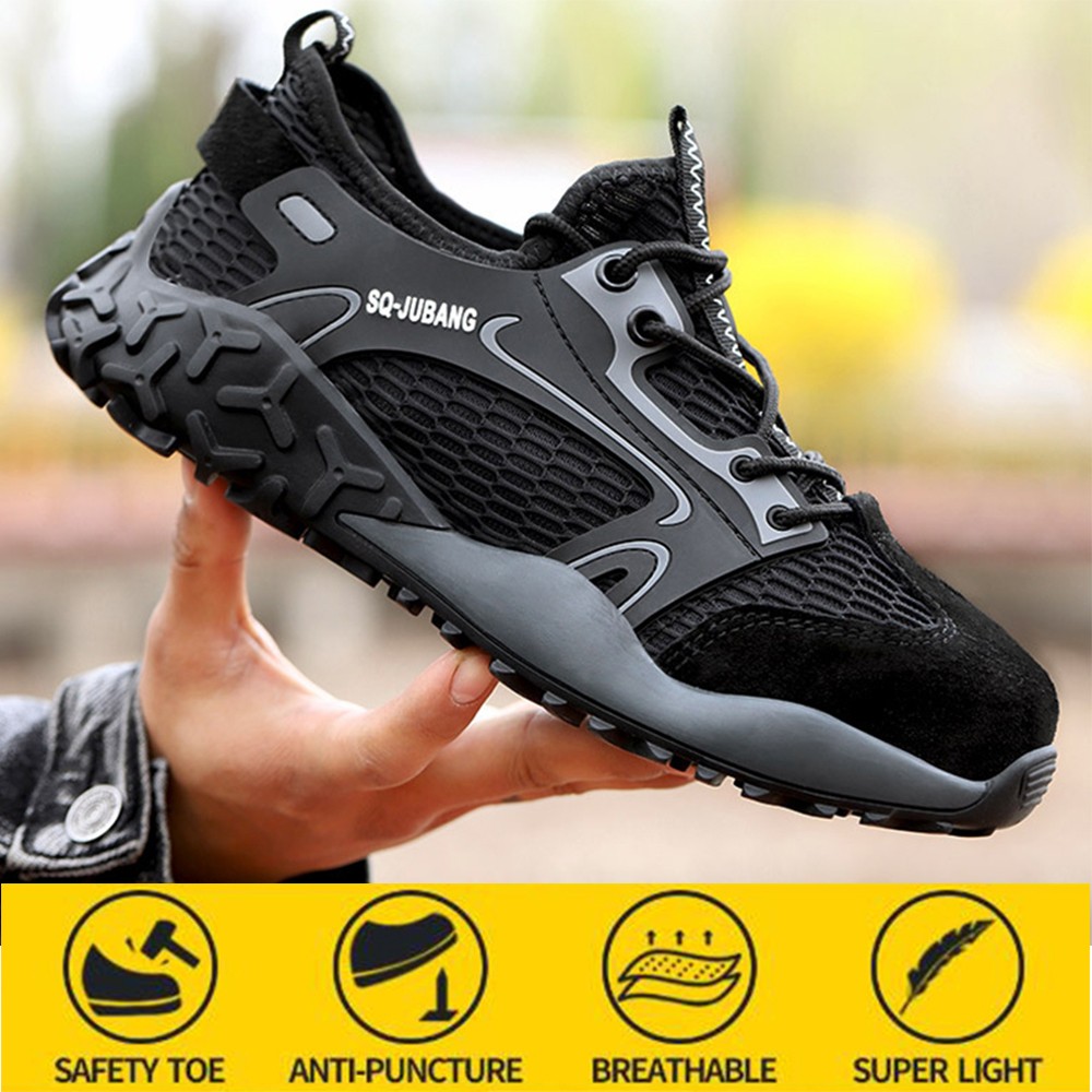 All seasons anti-smashing steel cover men's safety shoes fashion casual wear breathable safety protective work shoes