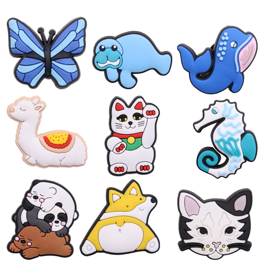 Single Sale 1pc Animals Whale Panda Cat Shoes Charms Accessories Plastic Embellishments Croc jibz Buckle For Kids Christmas Gifts