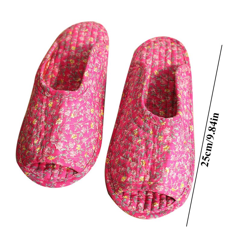 Small floral slippers pastoral fabric soft-soled household cotton slippers warm breathable non-slip light beautiful cotton slippers