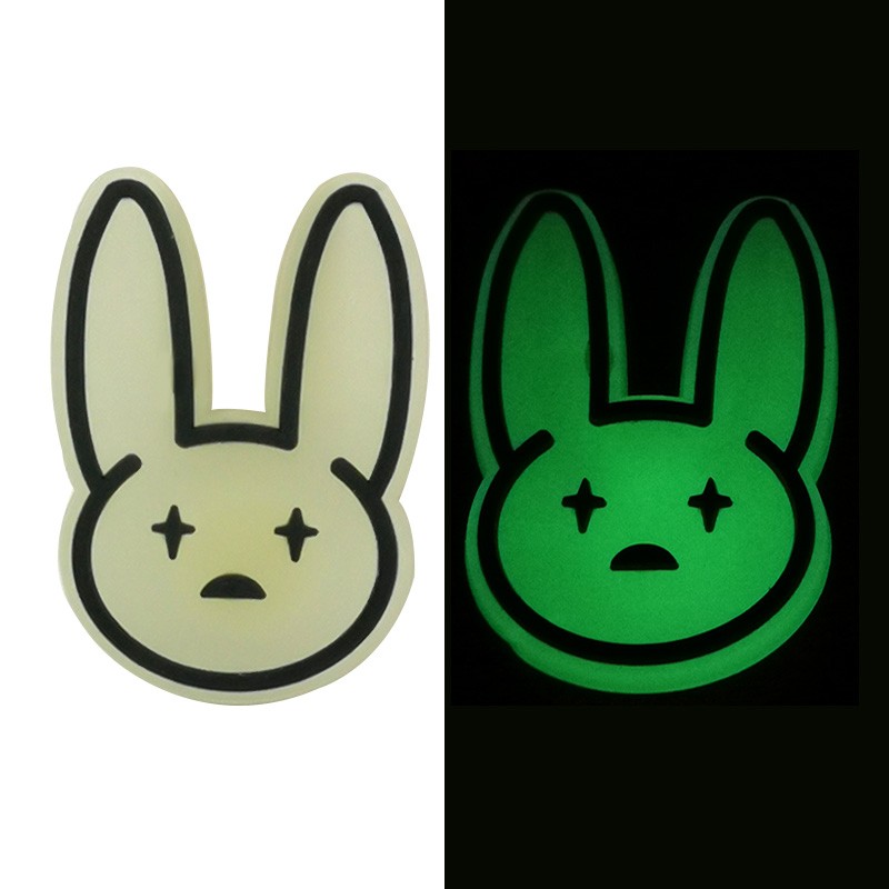 50pcs/lot ipad rabbit pvc glow luminous shoe charms plastic adornment in the dark shoes decoration accessories promotional gift