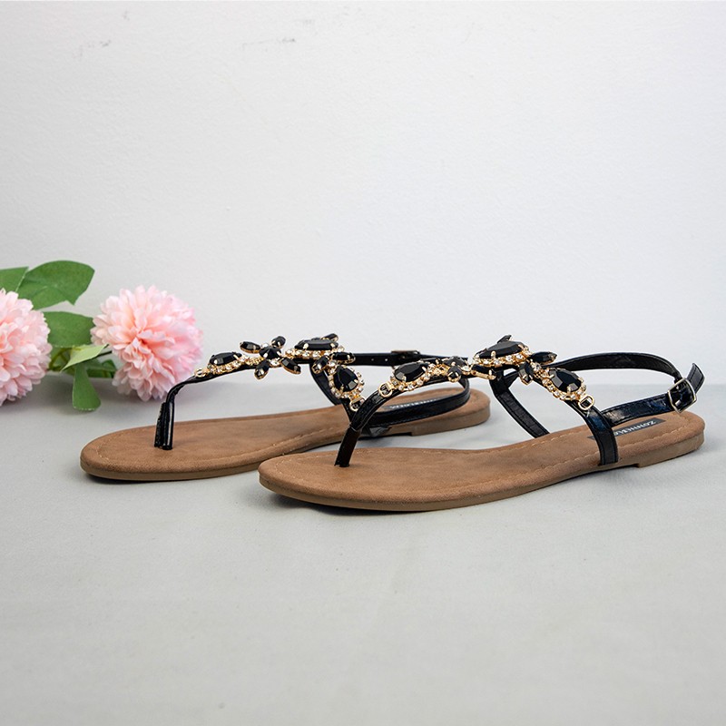 2022 summer casual shoes fashion women gladiator sandals rhinestone simple out sandals comfortable flat buckle shoes woman