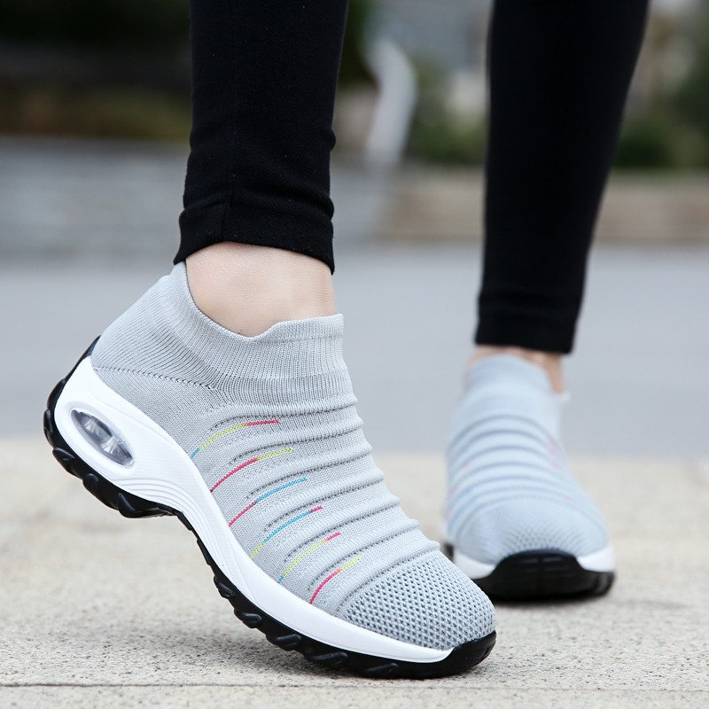 Women Casual Shoes Air Cuvulin Sock Sneakers Increase Walking Shoes Elasticity Slip On Shoes Mesh Breathable Non-slip