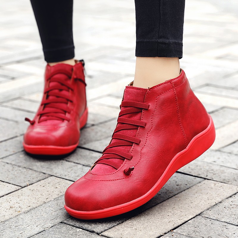 Unisex Ankle Boots Women's Solid Boots Fashion Boots High Cut Women Spring Boots Motorcycle Leather Boots Thigh High Flat Shoes