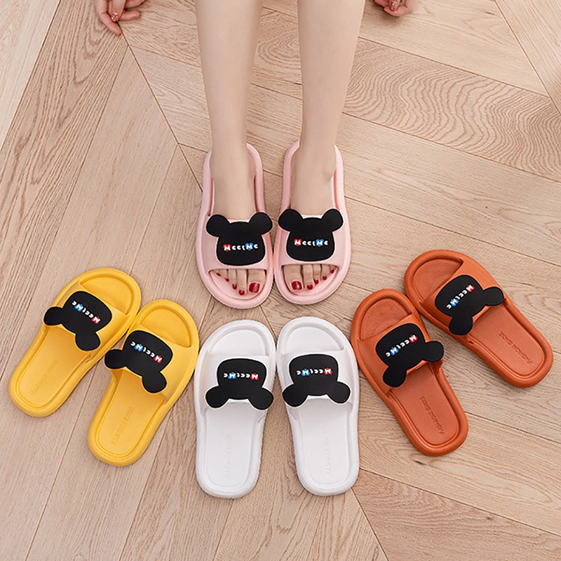 Women Slippers Cartoon Open Toe Bear Slides Non-slip Indoor Bathroom Flip Flops Men Outside Summer Beach Sandals Zapatos Hombre