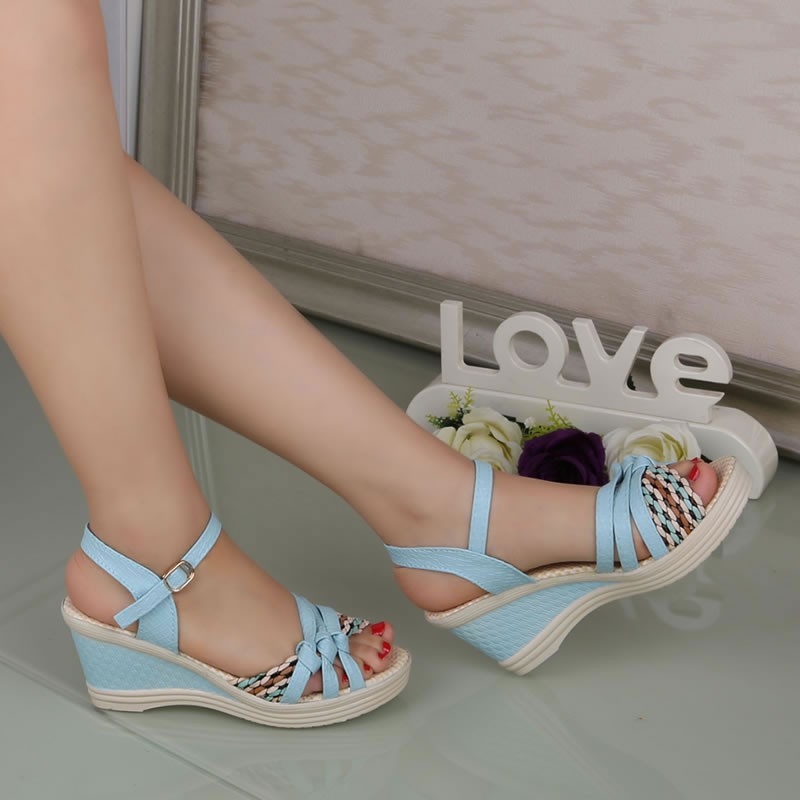 summer platform open toe strap sandals for women knotted wedges shoes ladies ankles binding high heels bridesmaid dress sandals