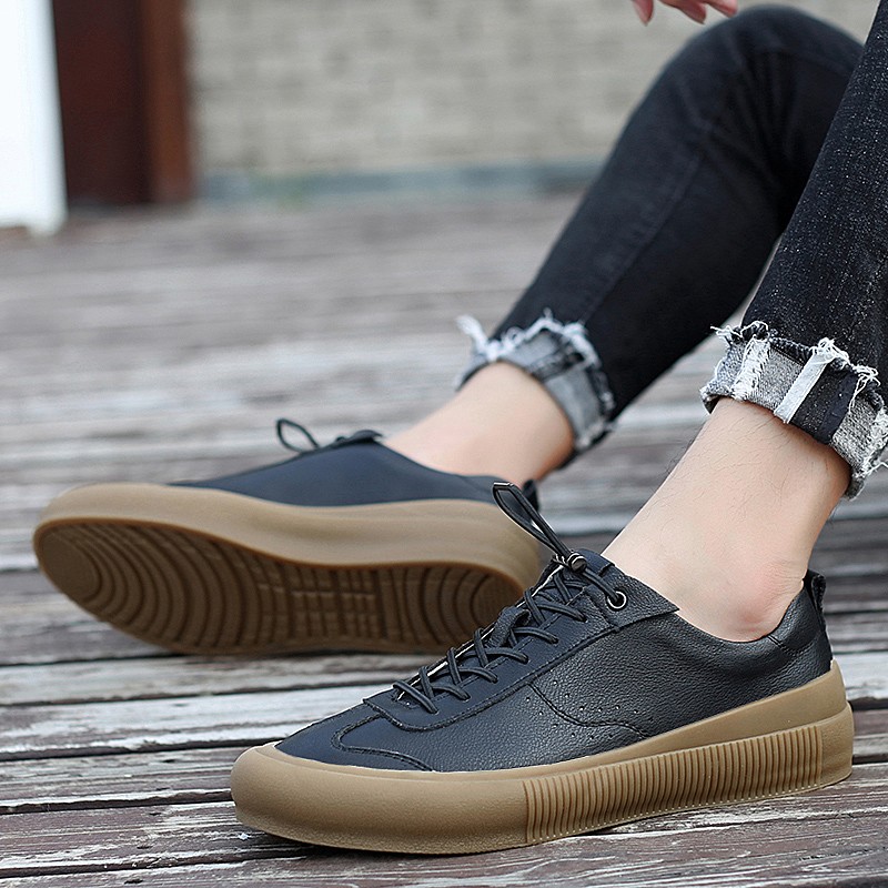 Men's formal shoes fashion sneakers non-slip genuine leather outdoor comfortable stylish low-cut casual flat sneakers