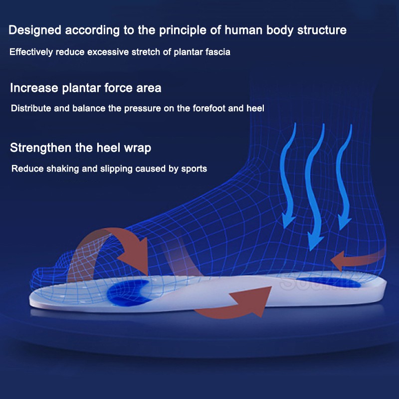 Silicone Gel Orthotic Insoles For Man Women Flat Feet Arch Support Orthotic Shoes Massage Cushion Shock Absorption Insert Cushion