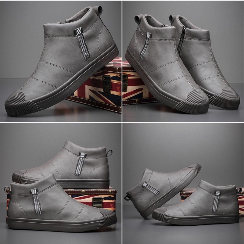 Brand New High Top Zipper Fashion Men Chelsea Boots Round Toe Sewing Ankle Boots Breathable Designer Male Loafers BD174