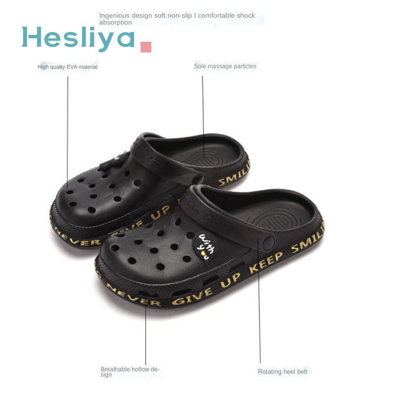 Summer Slippers Women Leisure Hole Shoes Indoor Outdoor Baotou Slippers Breathable Non-slip Garden Beach Shoes Fashion Shoes