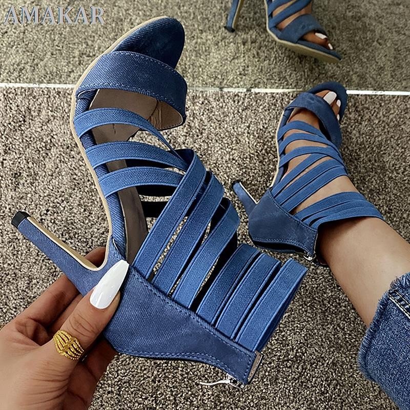 sexy ladies peep toe high heel shoes women sandals 2021 zipper high heels new fashion summer women pumps