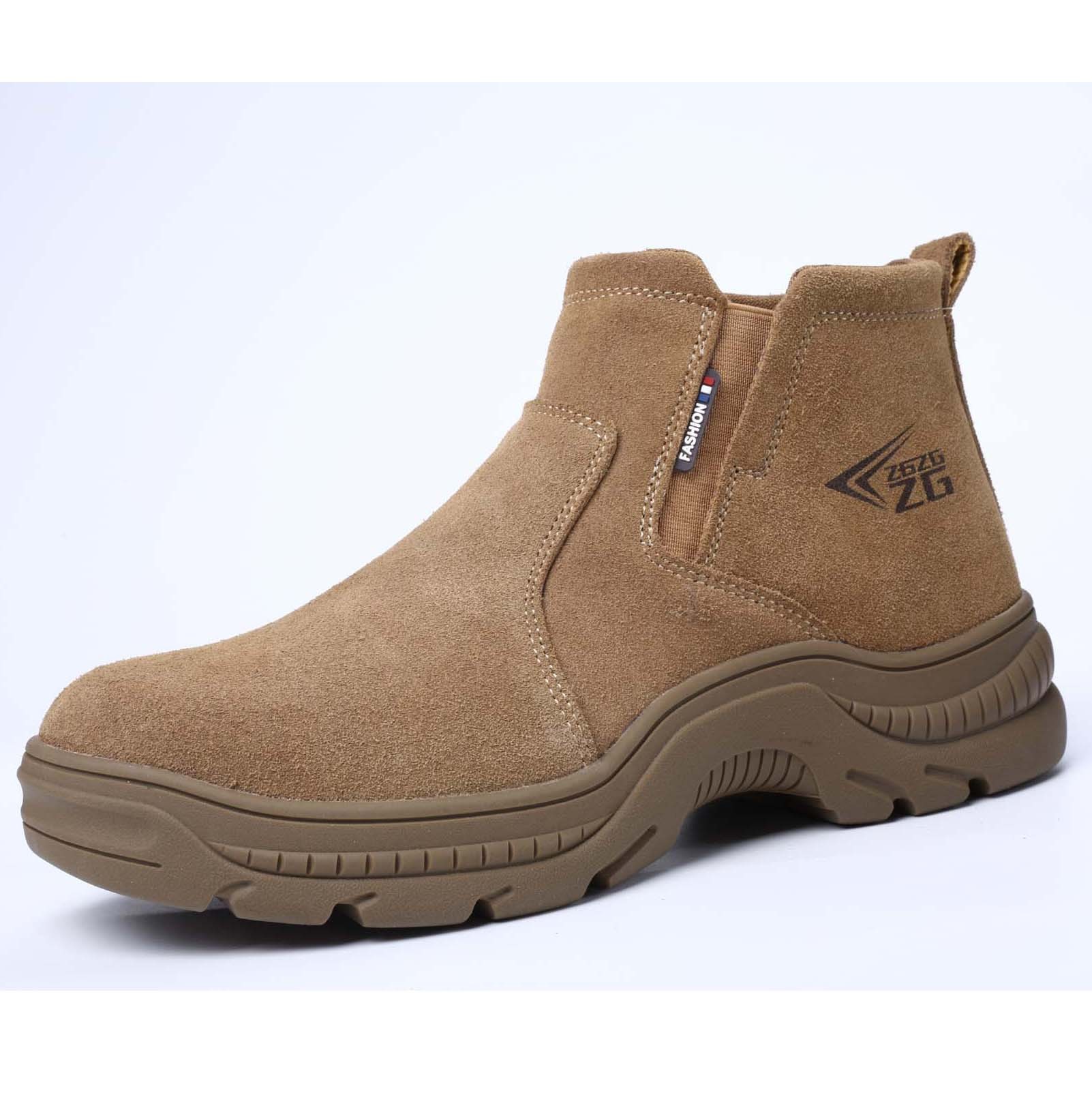 Crush-proof insurance safety shoes non-slip wear-resistant high-grade winter safety shoes cowhide plus cashmere safety shoes