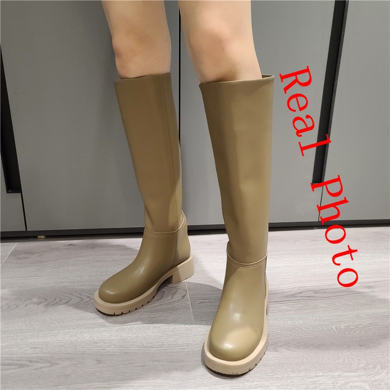 FEDONAS 2022 Za Ins Hot Women Full Cow Leather Knee High Heel Boots Motorcycle Warm Boots Punk Long Boots Woman Big Size Boots