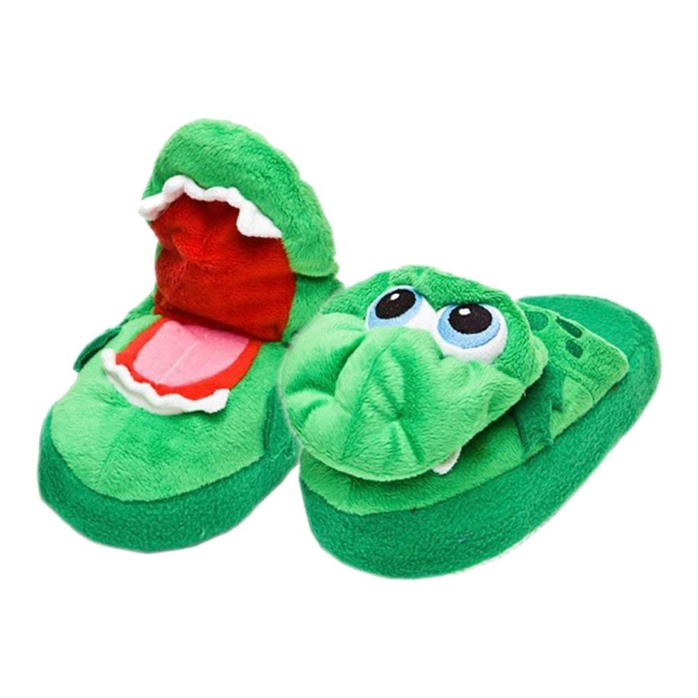 Winter Warm Indoor Slippers Shoes Funny Winter House Slippers Open Mouth Crocodile Unisex Shoes Animal Shaped Carpet Slippers