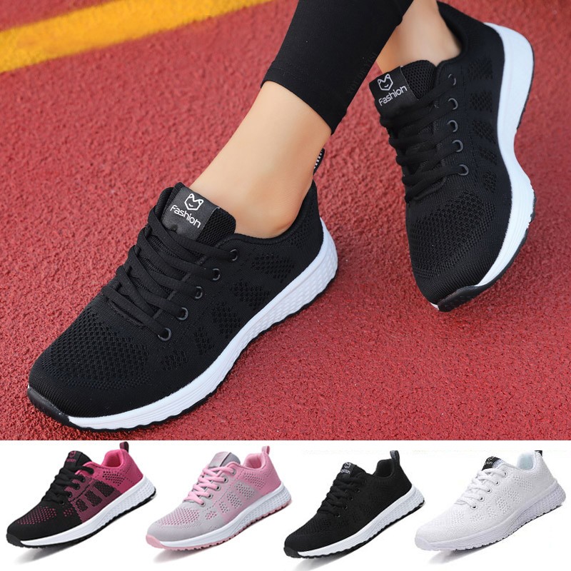 Women's shoes breathable light comfortable sports shoes running shoes white mesh wedges casual chunky vulcanize shoes