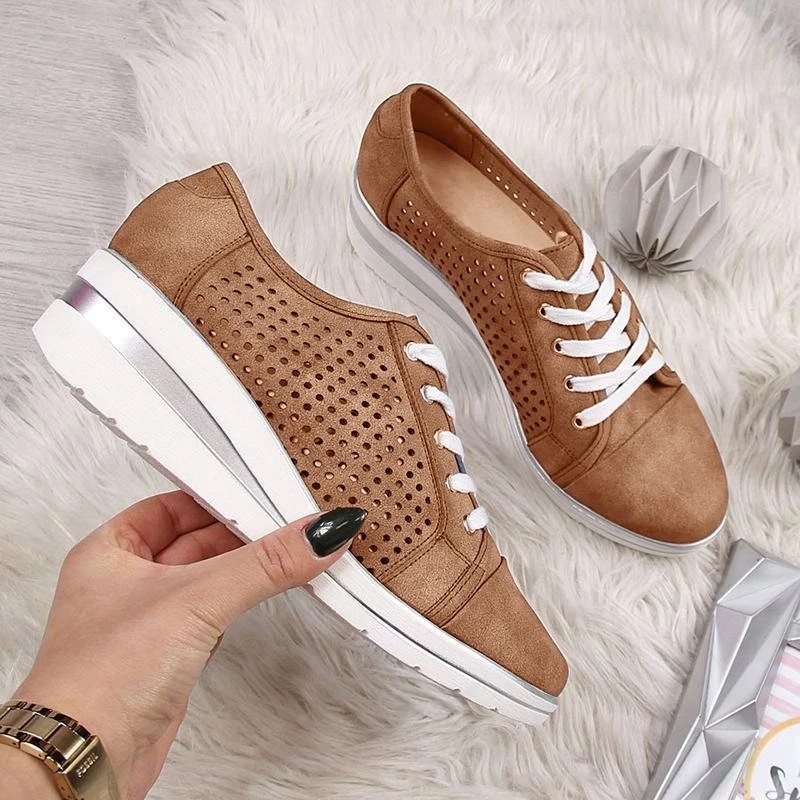 2021 Women Casual Shoes Fashion Hollow Out Summer Women Shoes Breathable Mesh Sneakers Ladies Lace Up Loafers Shoes