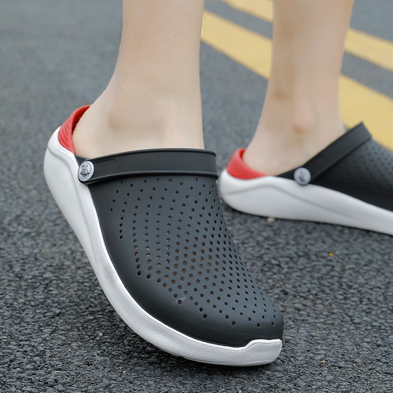 Beach Sandals Unisex Men Hole Shoes Lightweight Breathable Casual Slippers Swimming Walking Anti-slip Flip Flops Soft Sandals