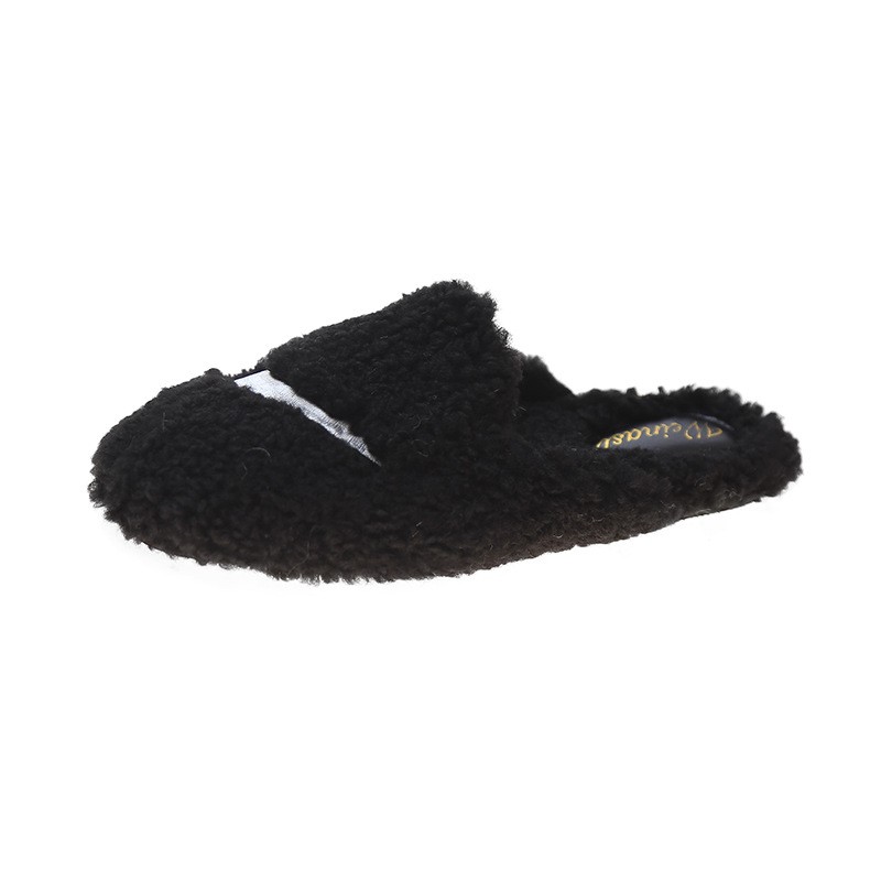 indoor women fluffy slippers winter soft slip on house crinkle fur slippers sunflower style non-slip short plush flat shoes