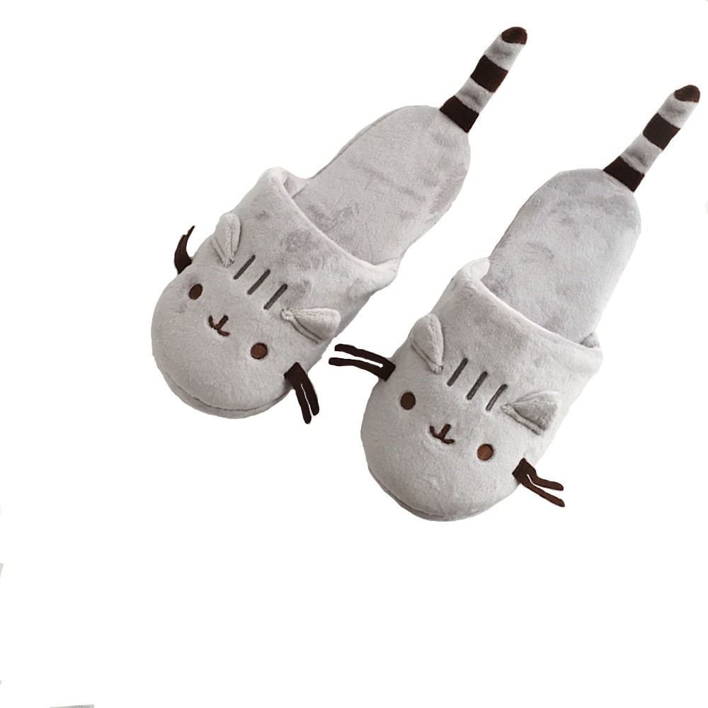 Cute Cozy Home Indoor Cozy Cat Street Cat Cartoon Plush Travel Airplane Sleeping Cat Animal Slippers Flat Slippers For Women Shoes