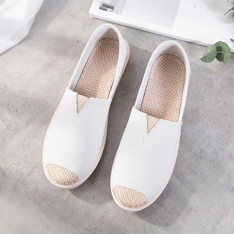 Single Flat Bottom Lazy Fisherman Canvas Shoes 2022 New Style Casual Korean White Canvas Women's Shoes