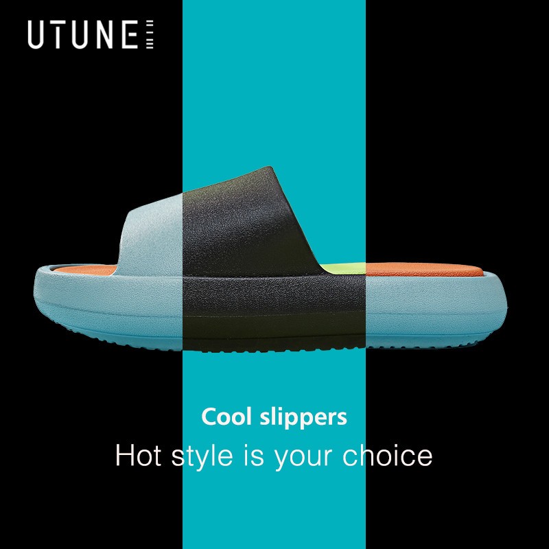 UTUNE Summer Outside Slippers Men Shoes EVA Soft Outdoor Sneaker Platform Slides Women Thick Sole Non-slip Indoor Beach Sandals