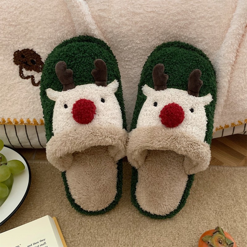 Women Cute Animal Slippers Girls Fashion Kawaii Fluffy Winter Warm Slippers Cartoon Milk Cow House Funny Slippers Chaussure Femme