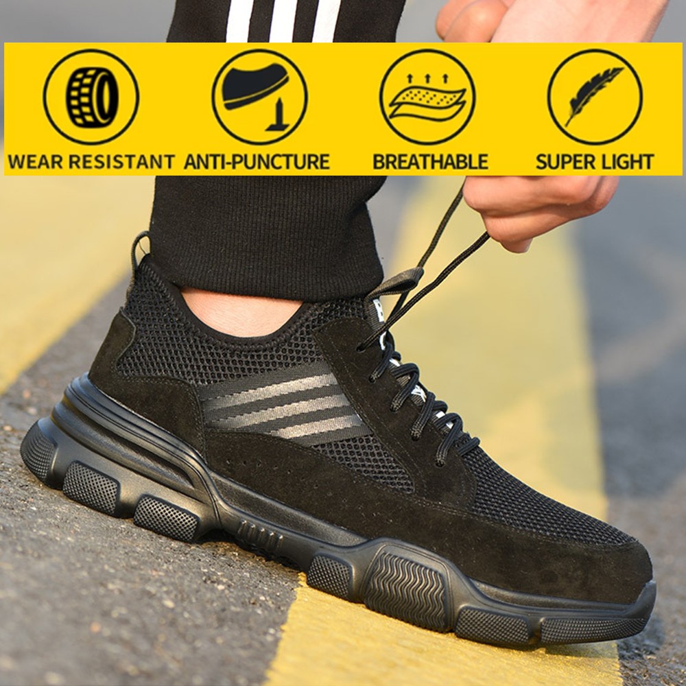 Non-slip mens work safety shoes breathable summer deodorant anti-piercing women shoes mens safety shoes work shoes