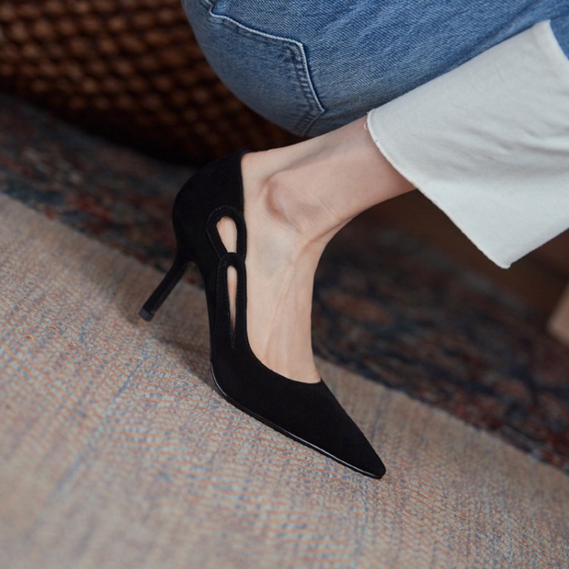 Women High Heels Pointed Toe Elegant Suede Boots Mixed Colors Spring Autumn 2021