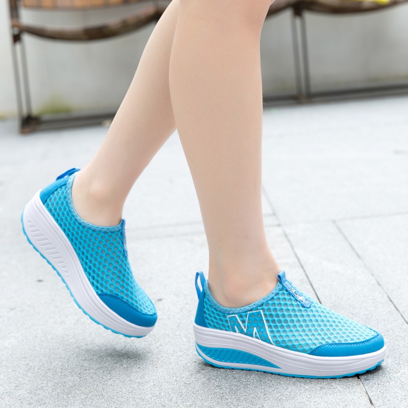 Women's Height Cushioning Shoes Casual Platform Breathable Soft Cushioning Sneakers Light Mesh Platform Vulcanized Shoes