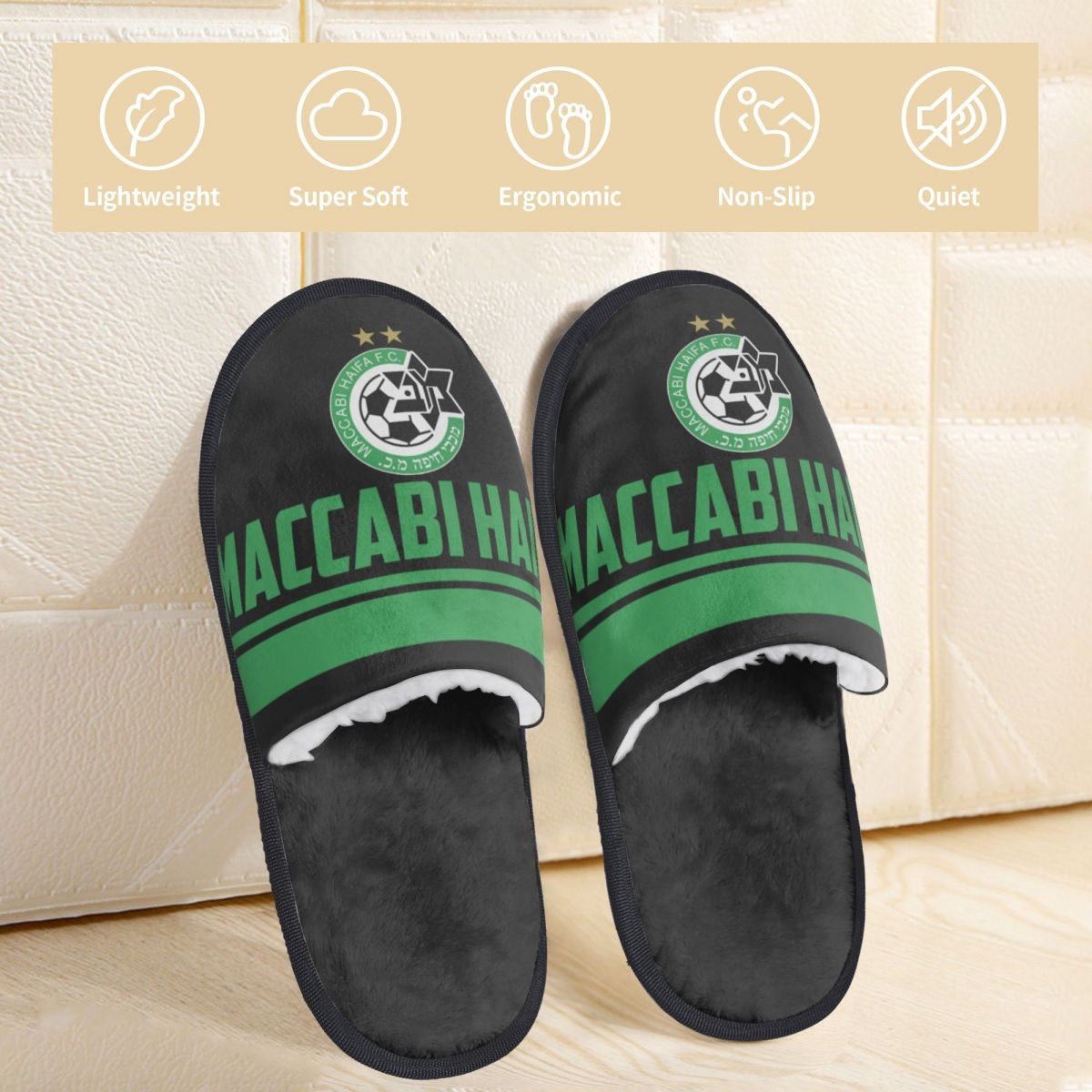 Maccabi Haifa Fc Women and Men Fluffy Slipper Soft Plush Warm Home Shoes Anti-slip Cozy Plush