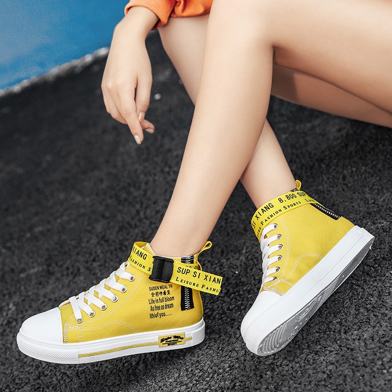 TUINANLE Sneakers for Women Red Vulcanized Shoes Lace-up Casual Canvas Shoes Size 35-44 Breathable High Top Men Walking Shoes